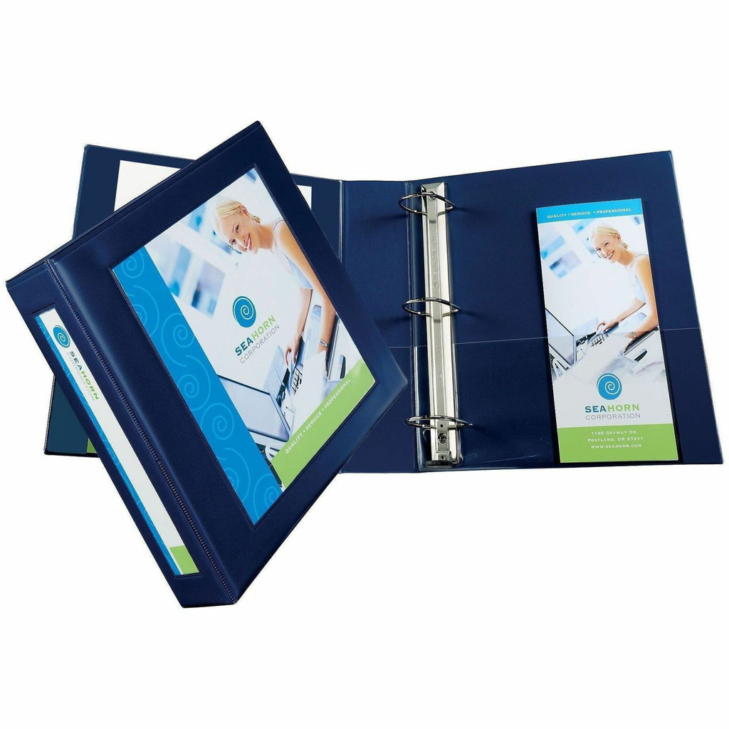 Framed View Heavy-Duty Binders, 3 Rings, 2" Capacity, 11 x 8.5, Navy Blue