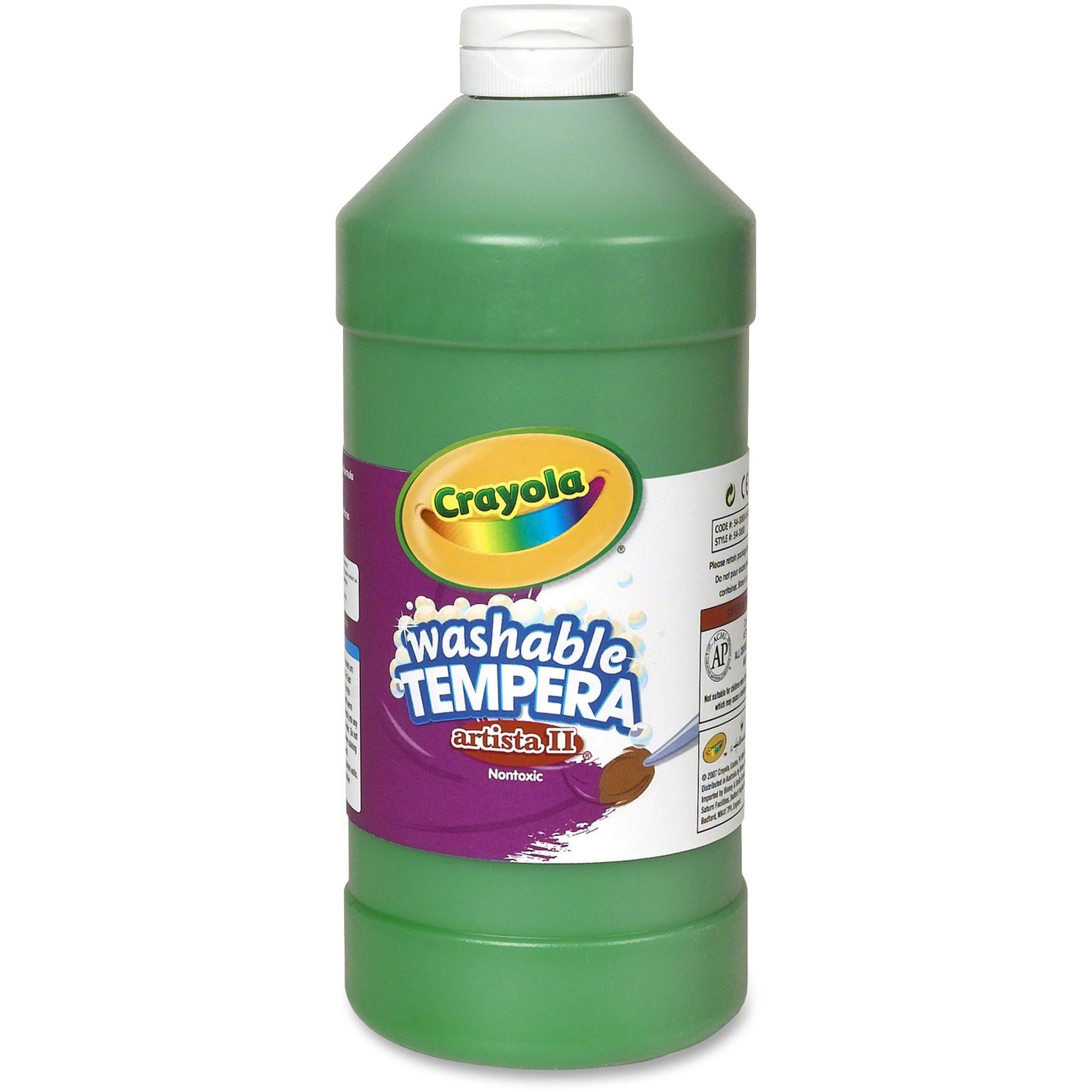 Crayola Washable Tempera Paint - 2 lb - 1 Each - Green - 