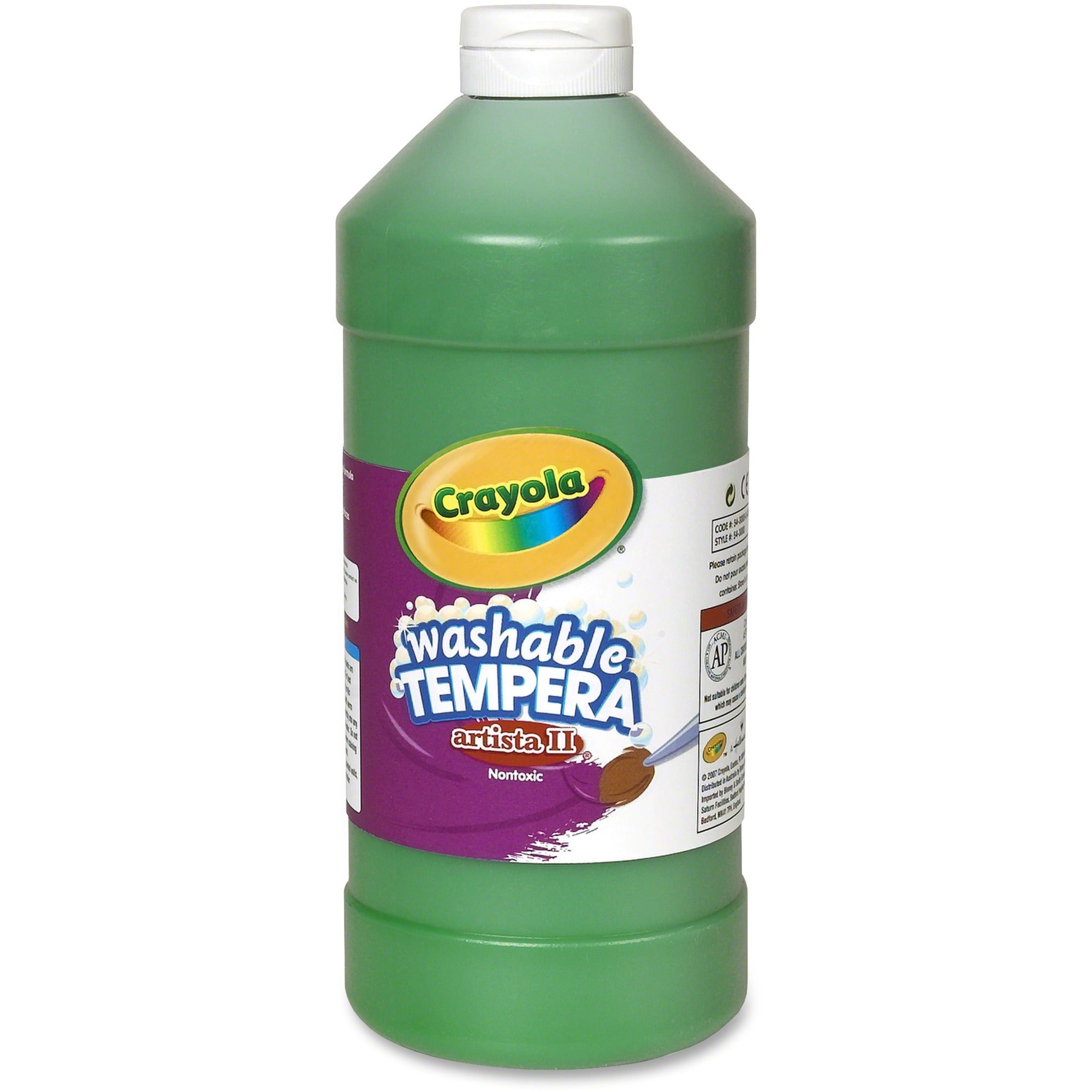 Crayola Washable Tempera Paint - 2 lb - 1 Each - Green - 