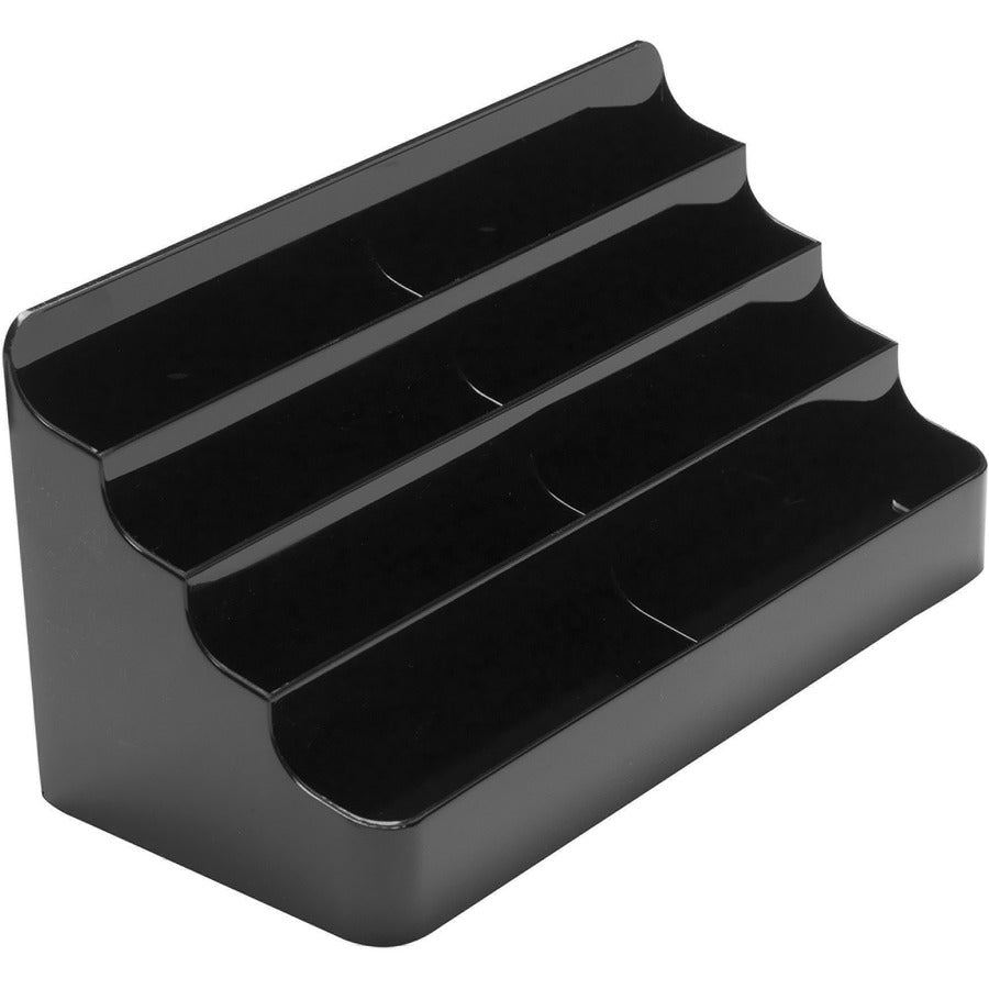 8-Tier Recycled Business Card Holder, Holds 400 Cards, 7.88 x 3.88 x 3.38, Plastic, Black