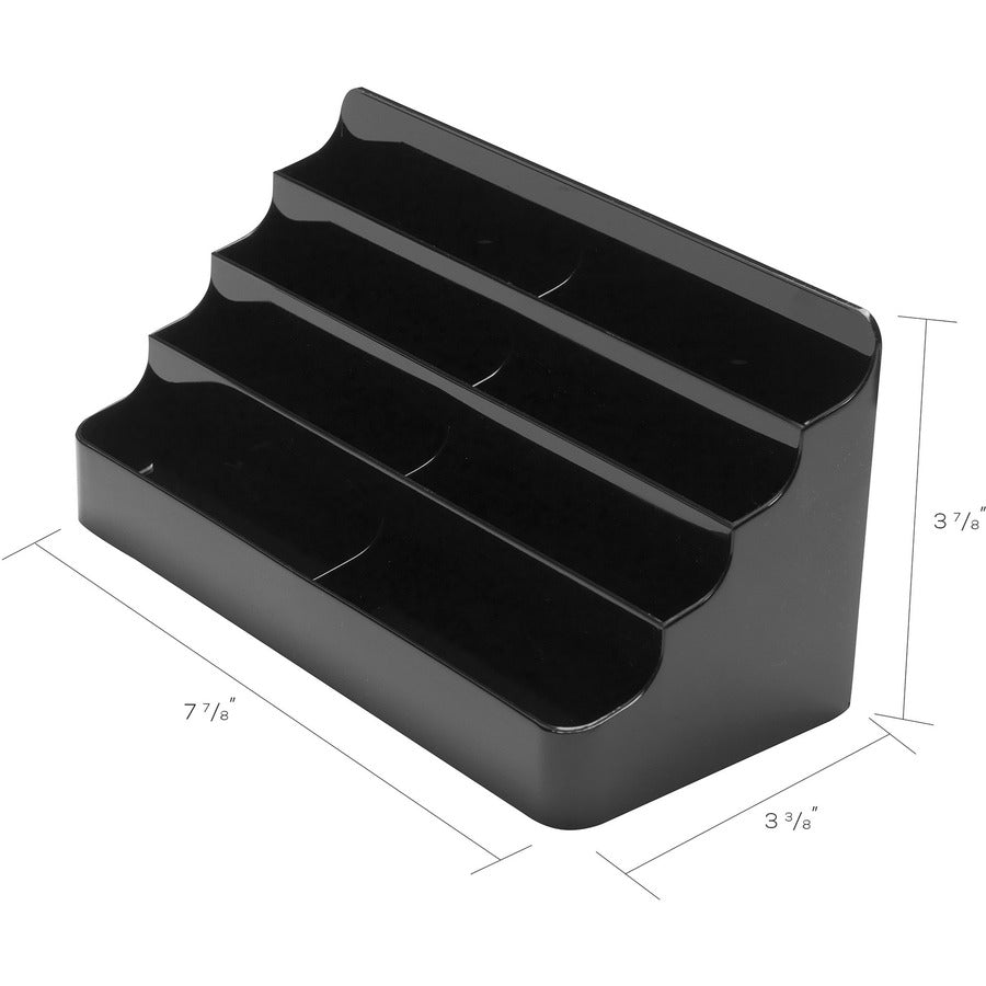 8-Tier Recycled Business Card Holder, Holds 400 Cards, 7.88 x 3.88 x 3.38, Plastic, Black