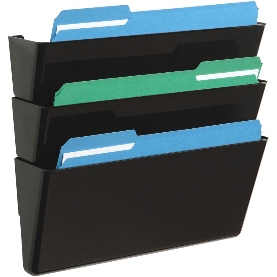 Deflecto Stackable DocuPocket Set - 3 Pocket(s) - 7" Height x 13" Width x 4" Depth - Durable - Black - 1 / Each