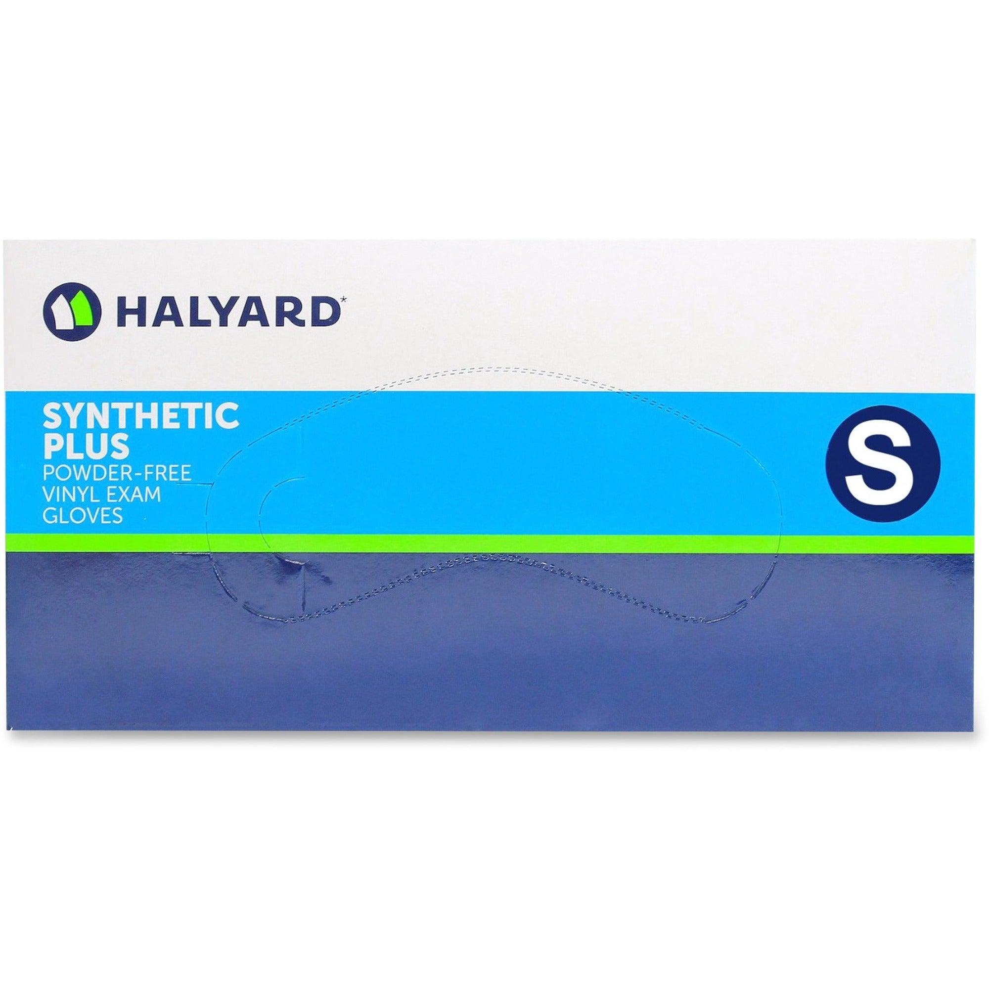 Halyard Synthetic Plus PF Vinyl Exam Gloves - Polymer Coating - Small Size - For Right/Left Hand - Clear - Latex-free, Non-sterile - 100 / Box - 9.50" Glove Length