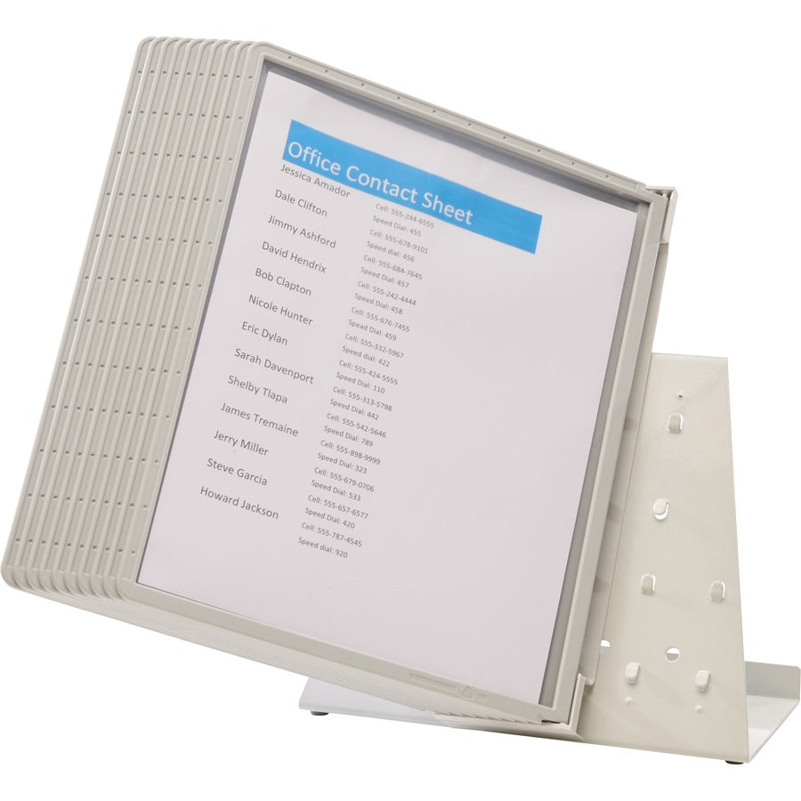 DURABLE VARIO Antimicrobial Desktop Reference Display System - Desktop - 10 Double Sided Panels - Letter Size - Antimicrobial Polypropylene Sleeves - Anti-Reflective/Non-Glare - Gray