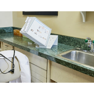 DURABLE VARIO Antimicrobial Desktop Reference Display System - Desktop - 10 Double Sided Panels - Letter Size - Antimicrobial Polypropylene Sleeves - Anti-Reflective/Non-Glare - Gray