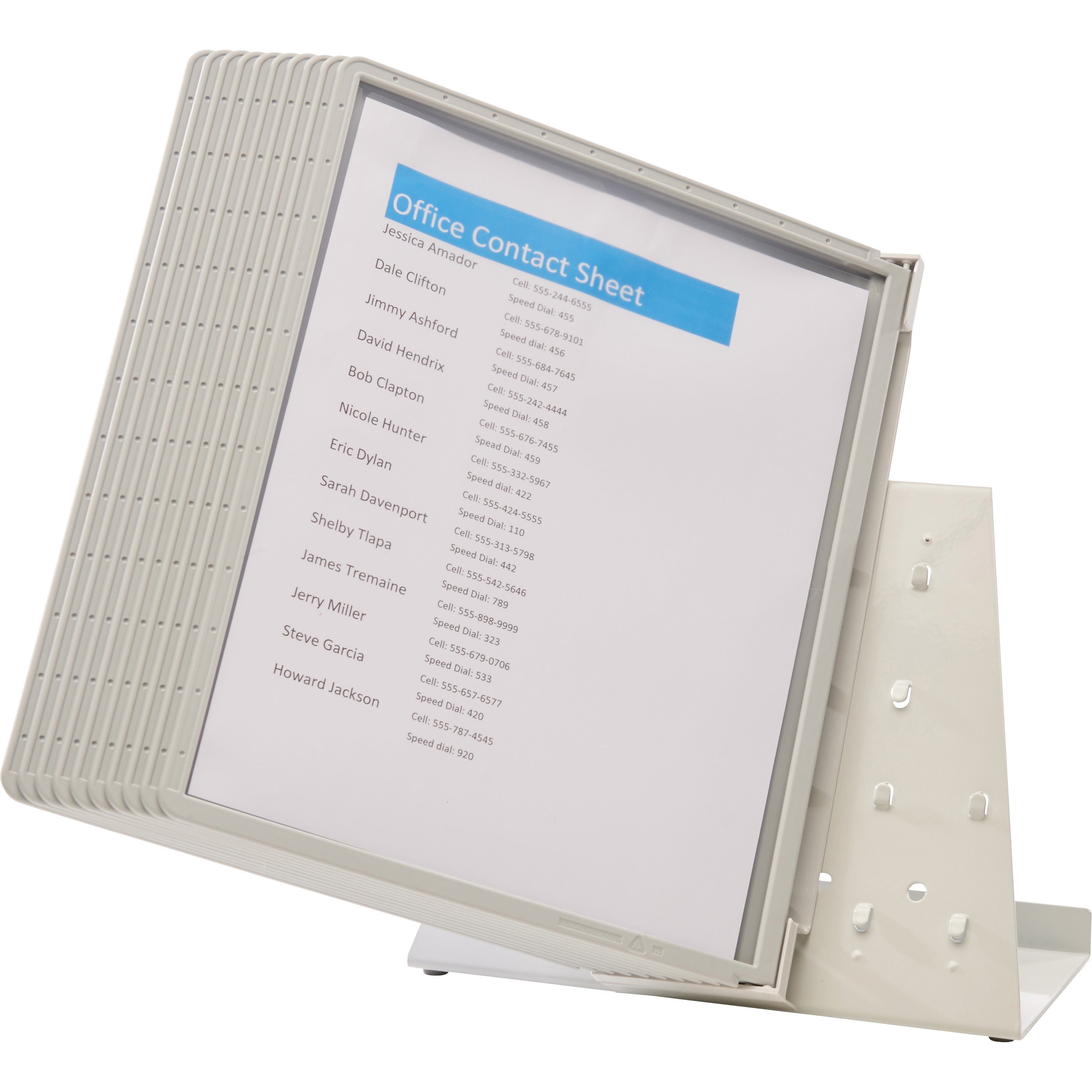 DURABLE VARIO Antimicrobial Desktop Reference Display System - Desktop - 10 Double Sided Panels - Letter Size - Antimicrobial Polypropylene Sleeves - Anti-Reflective/Non-Glare - Gray - 