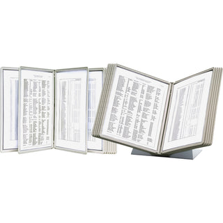 DURABLE VARIO Antimicrobial Desktop Reference Display System - Desktop - 10 Double Sided Panels - Letter Size - Antimicrobial Polypropylene Sleeves - Anti-Reflective/Non-Glare - Gray - 