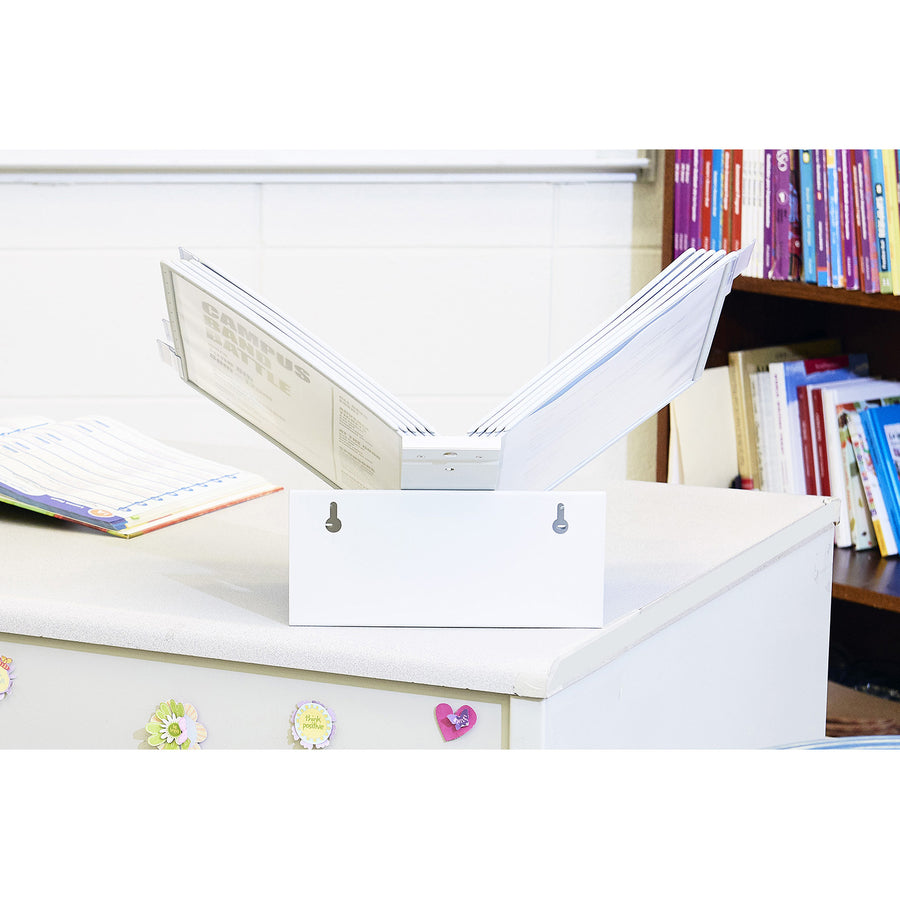 DURABLE VARIO Antimicrobial Desktop Reference Display System - Desktop - 10 Double Sided Panels - Letter Size - Antimicrobial Polypropylene Sleeves - Anti-Reflective/Non-Glare - Gray