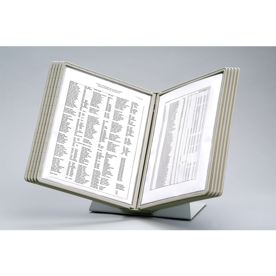 DURABLE VARIO Antimicrobial Desktop Reference Display System - Desktop - 10 Double Sided Panels - Letter Size - Antimicrobial Polypropylene Sleeves - Anti-Reflective/Non-Glare - Gray