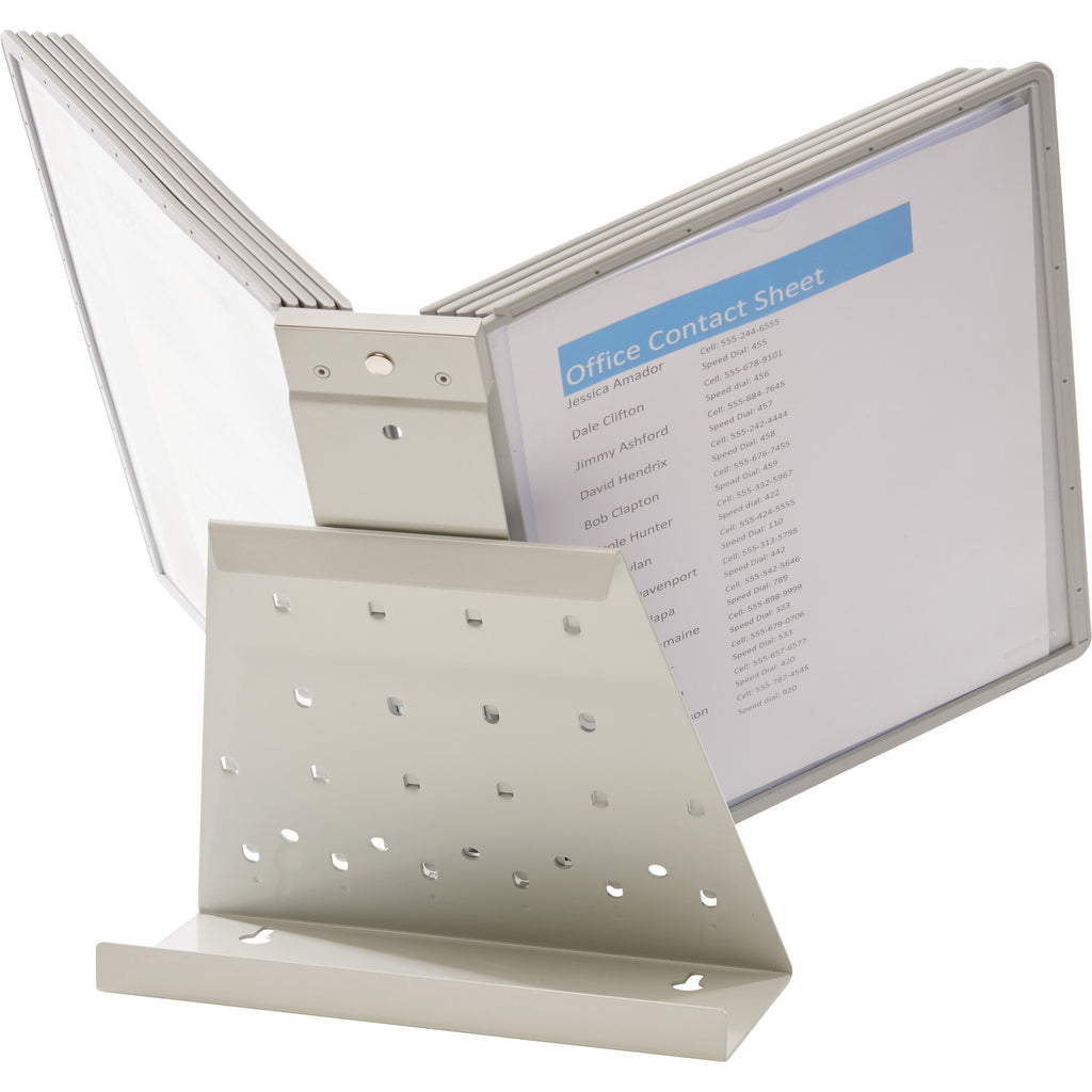 DURABLE VARIO Antimicrobial Desktop Reference Display System - Desktop - 10 Double Sided Panels - Letter Size - Antimicrobial Polypropylene Sleeves - Anti-Reflective/Non-Glare - Gray - 