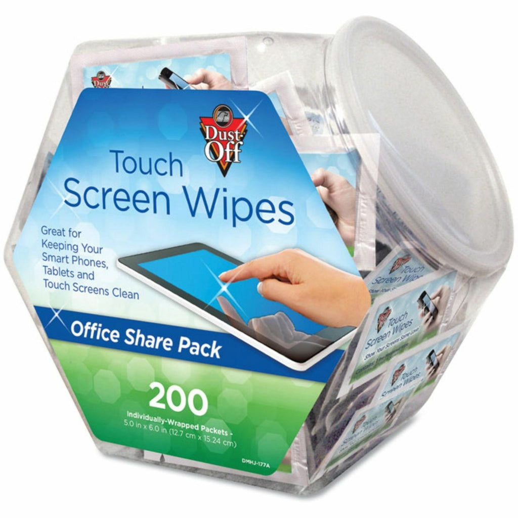 Touch Screen Wipes, 5 x 6, Citrus, 200 Individual Foil Packets in an Easy Grab Jar