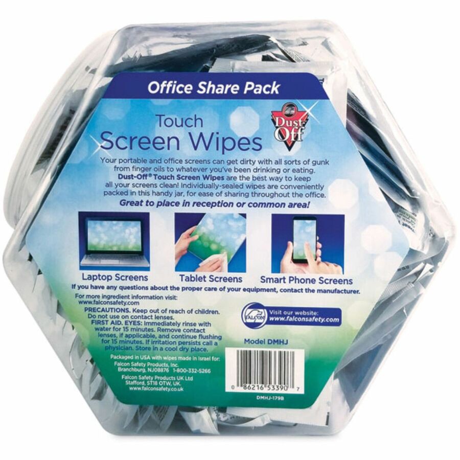 Touch Screen Wipes, 5 x 6, Citrus, 200 Individual Foil Packets in an Easy Grab Jar