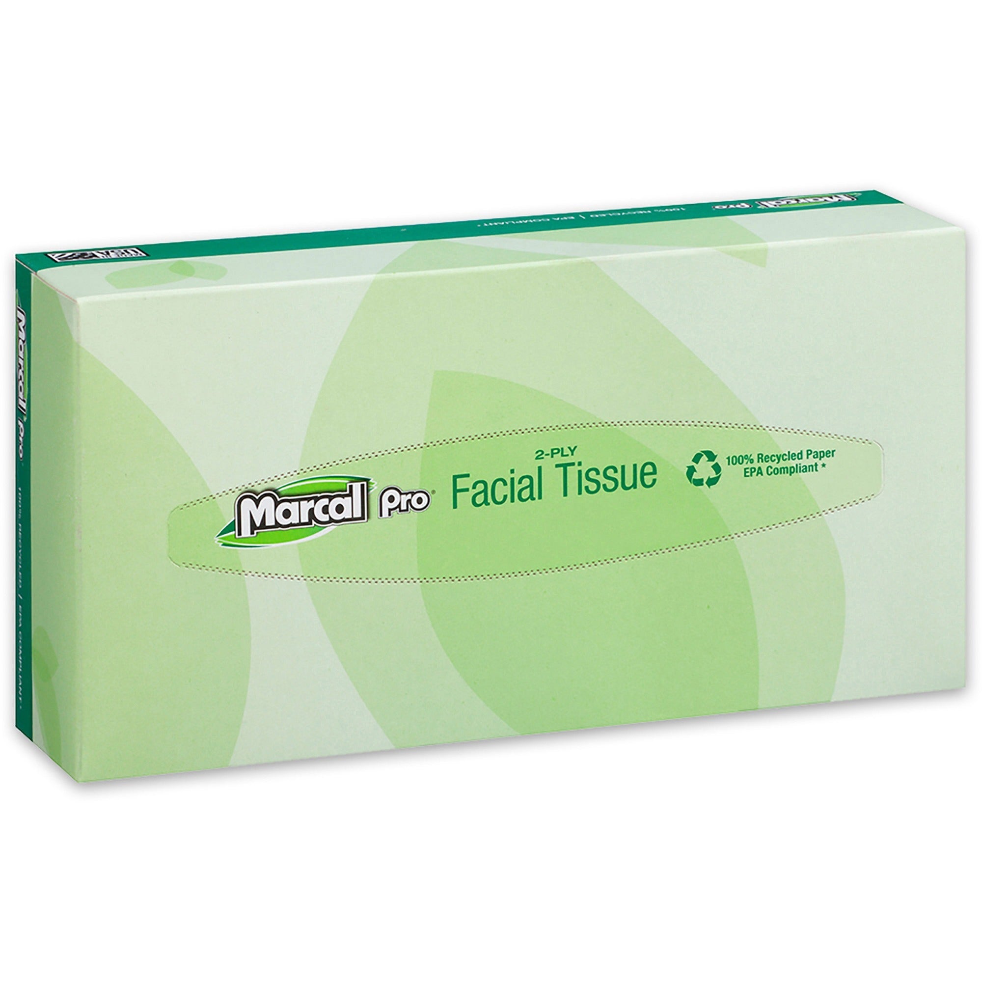 100% Recycled Convenience Pack Facial Tissue, Septic Safe, 2-Ply, White, 100 Sheets/Box, 30 Boxes/Carton