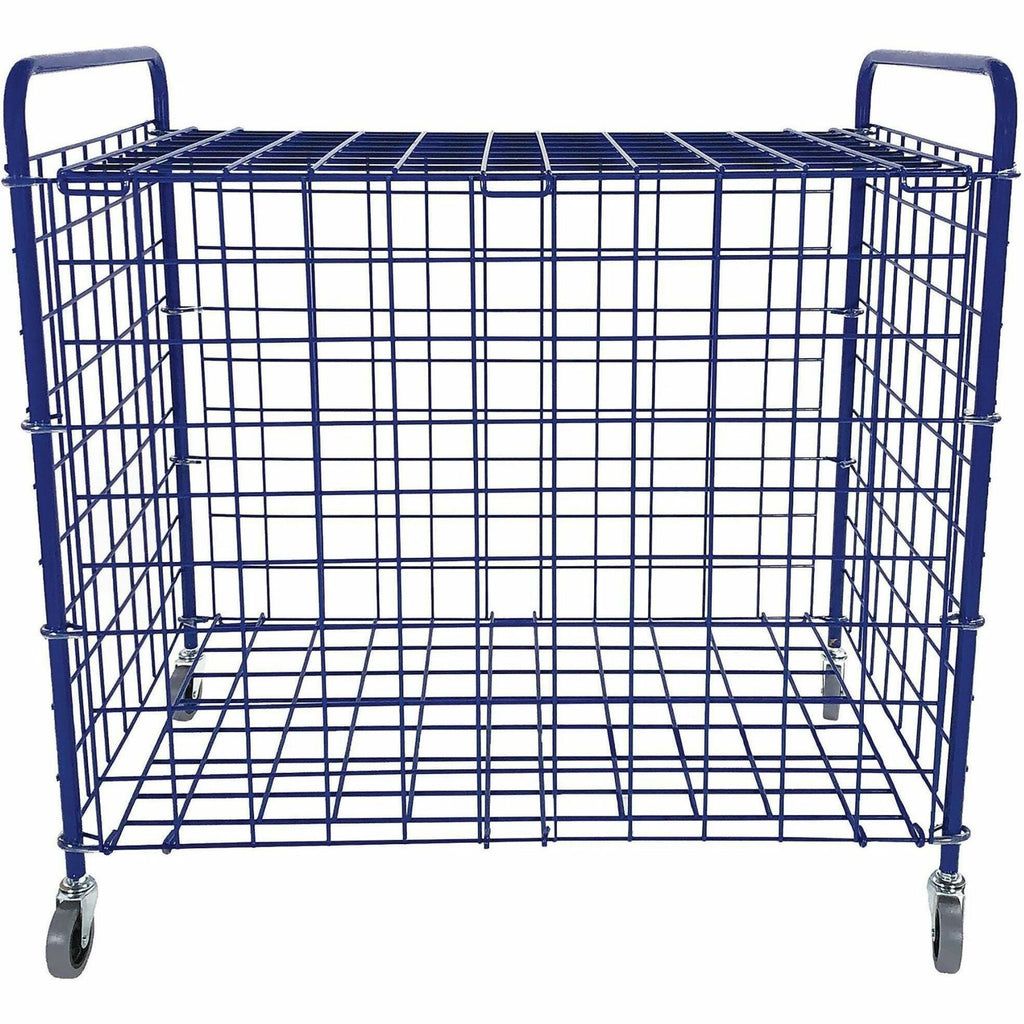 Lockable Ball Storage Cart, Fits Approximately 24 Balls, Metal, 37" x 22" x 20", Blue