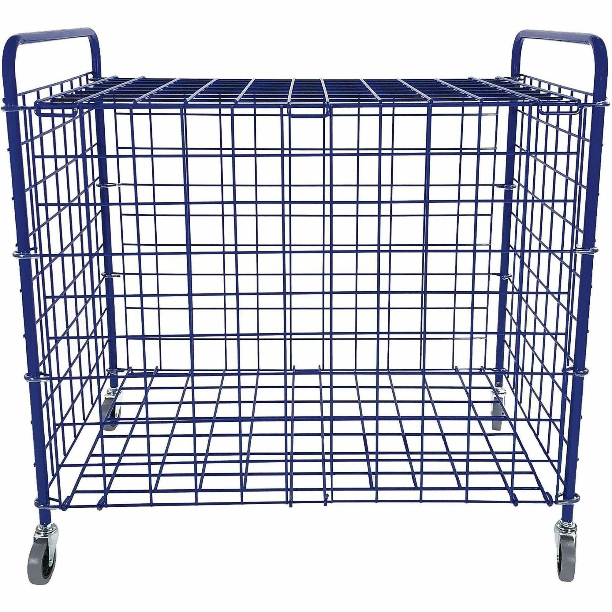 Lockable Ball Storage Cart, Fits Approximately 24 Balls, Metal, 37" x 22" x 20", Blue