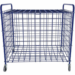 Lockable Ball Storage Cart, Fits Approximately 24 Balls, Metal, 37" x 22" x 20", Blue