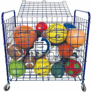 Lockable Ball Storage Cart, Fits Approximately 24 Balls, Metal, 37" x 22" x 20", Blue