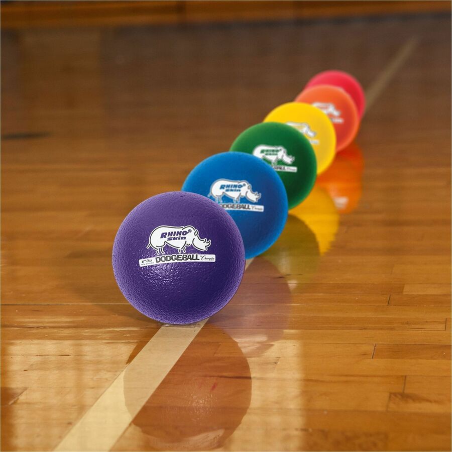 Rhino Skin Dodge Ball Set, 6" Diameter, Assorted Colors, 6/Set