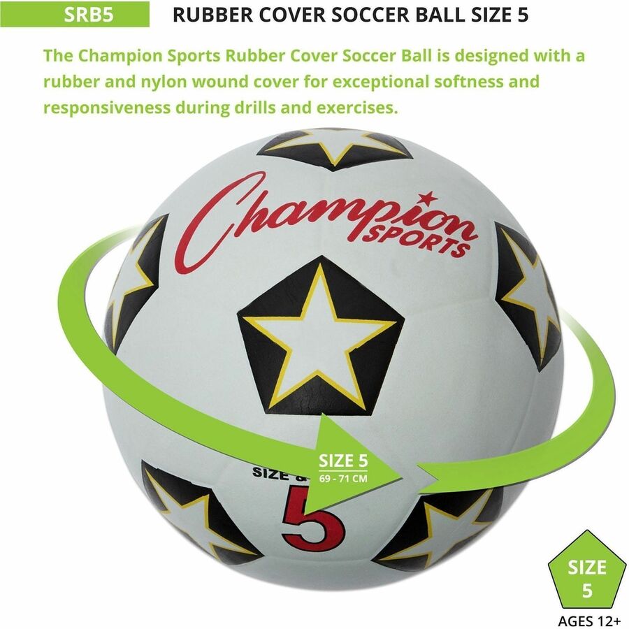 Rubber Sports Ball, For Soccer, No. 5 Size, White/Black