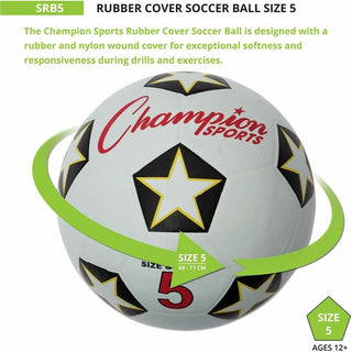 Rubber Sports Ball, For Soccer, No. 5 Size, White/Black