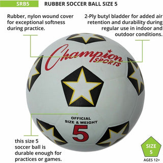 Rubber Sports Ball, For Soccer, No. 5 Size, White/Black