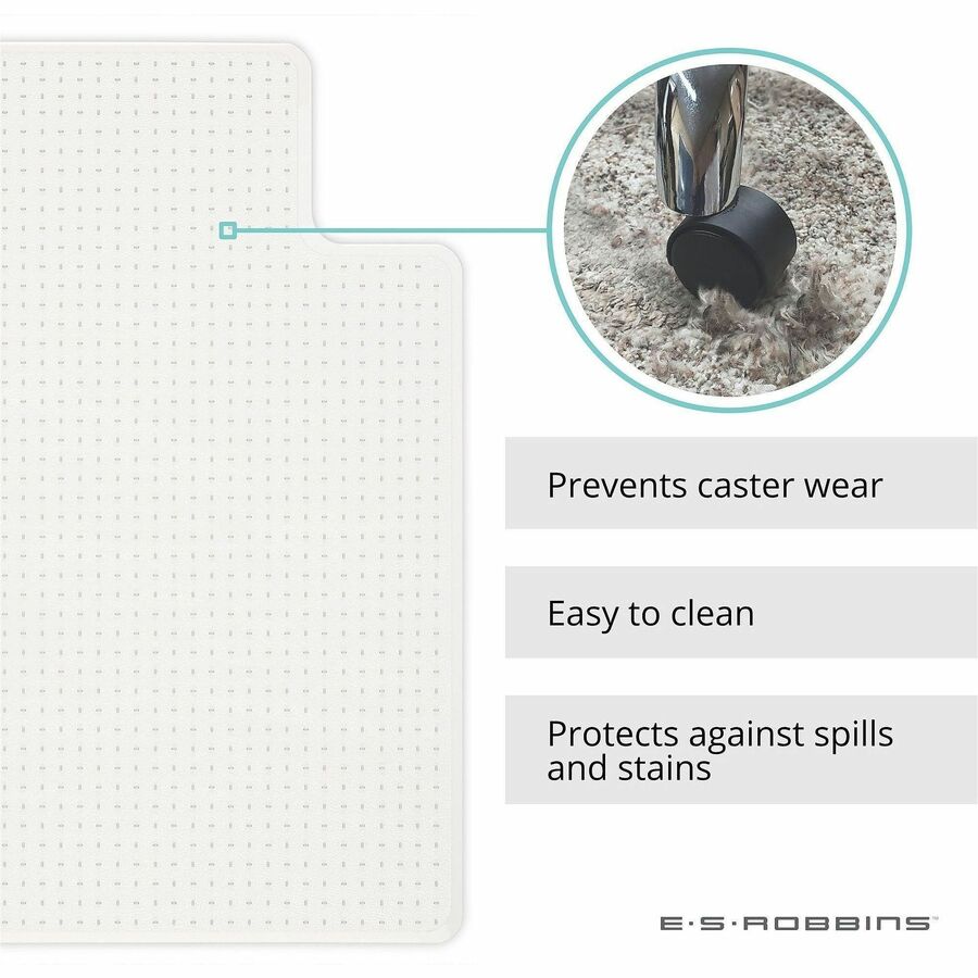 EverLife Light Use Chair Mat for Flat to Low Pile Carpet, Rectangular with Lip, 45 x 53, Clear