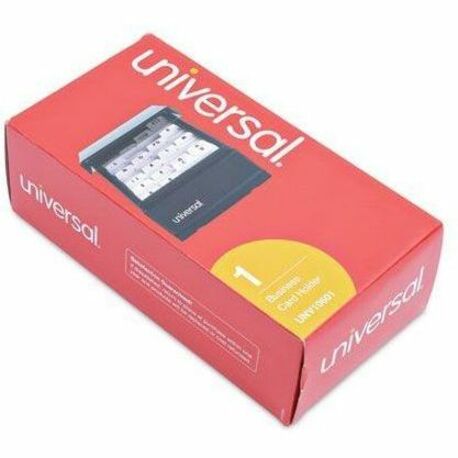 Business Card File, Holds 600 2 x 3.5 Cards, 4.25 x 8.25 x 2.5, Metal/Plastic, Black