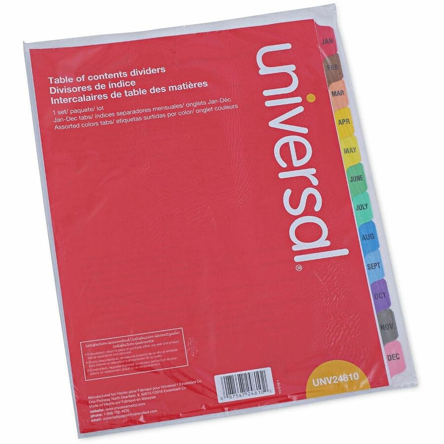 Deluxe Table of Contents Dividers for Printers, 12-Tab, Jan. to Dec., 11 x 8.5, White, 1 Set