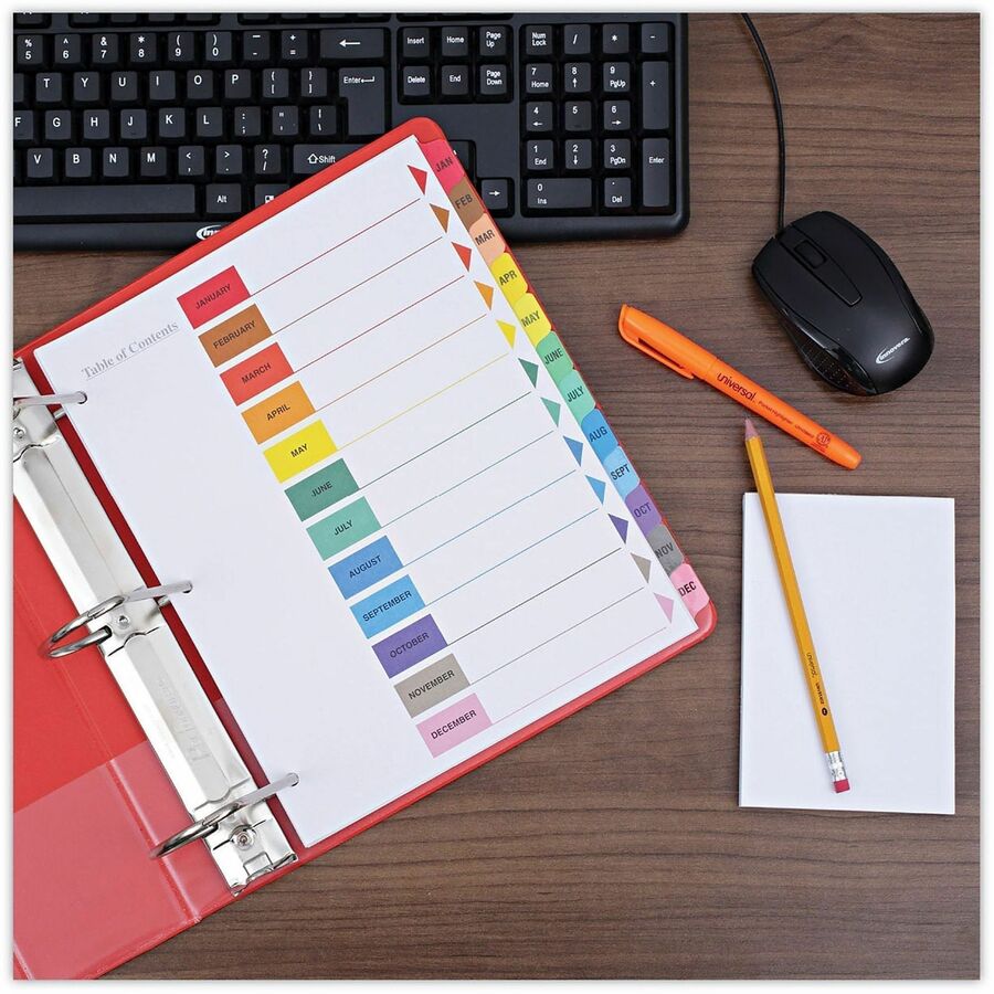 Deluxe Table of Contents Dividers for Printers, 12-Tab, Jan. to Dec., 11 x 8.5, White, 1 Set