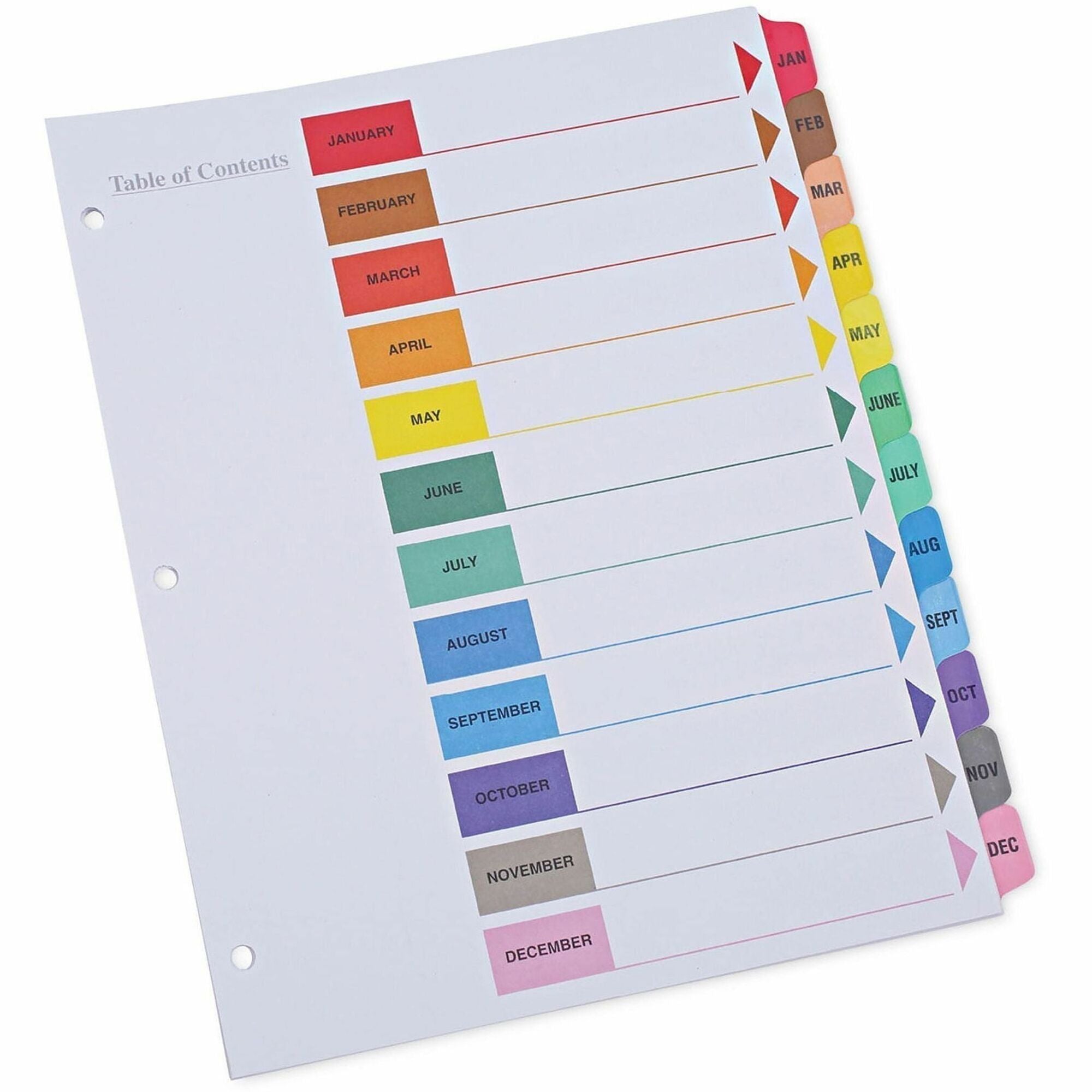 Deluxe Table of Contents Dividers for Printers, 12-Tab, Jan. to Dec., 11 x 8.5, White, 1 Set