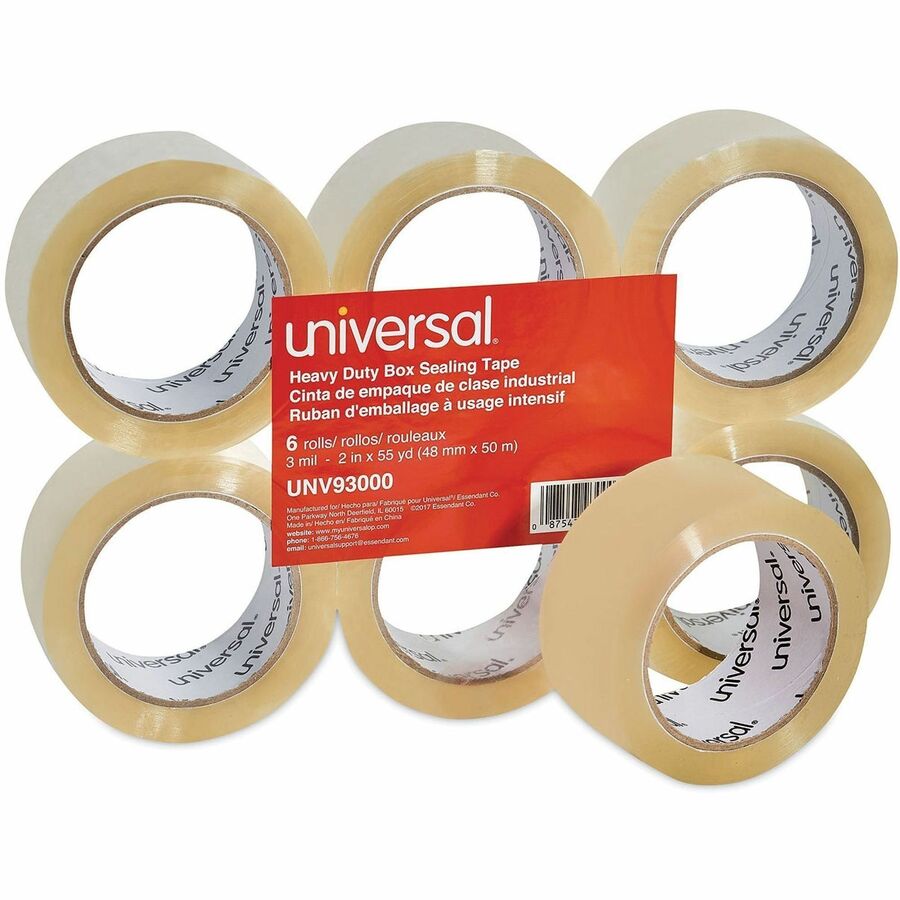 Heavy-Duty Box Sealing Tape, 3" Core, 1.88" x 54.6 yds, Clear, 6/Box