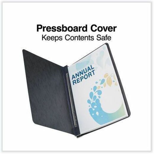 Pressboard Report Cover, Two-Piece Prong Fastener, 3" Capacity, 8.5 x 11, Black/Black