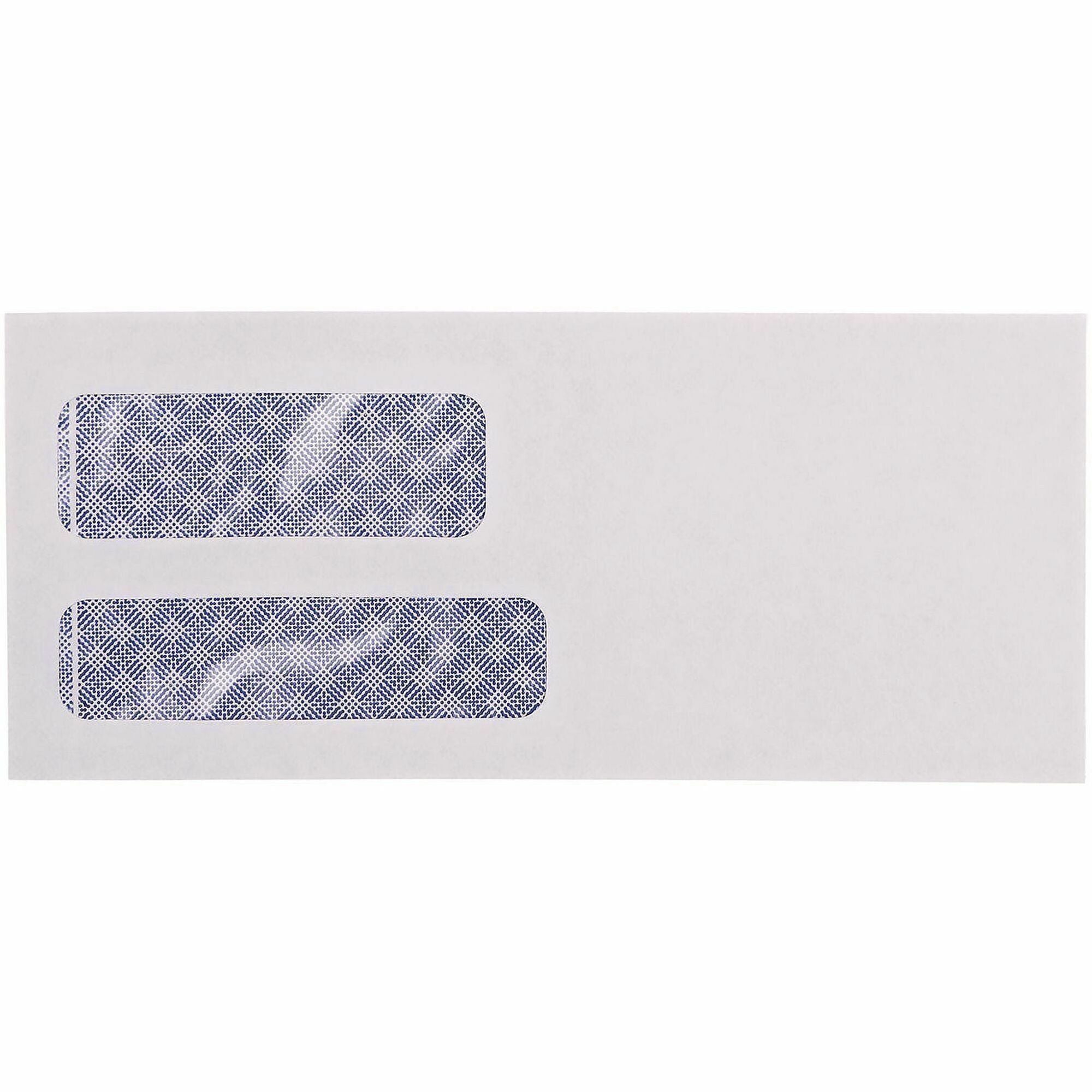 Double Window Business Envelope, #9, Commercial Flap, Gummed Closure, 3.88 x 8.88, White, 500/Box