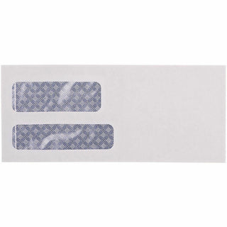 Double Window Business Envelope, #9, Commercial Flap, Gummed Closure, 3.88 x 8.88, White, 500/Box