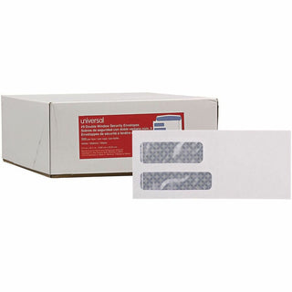 Double Window Business Envelope, #9, Commercial Flap, Gummed Closure, 3.88 x 8.88, White, 500/Box