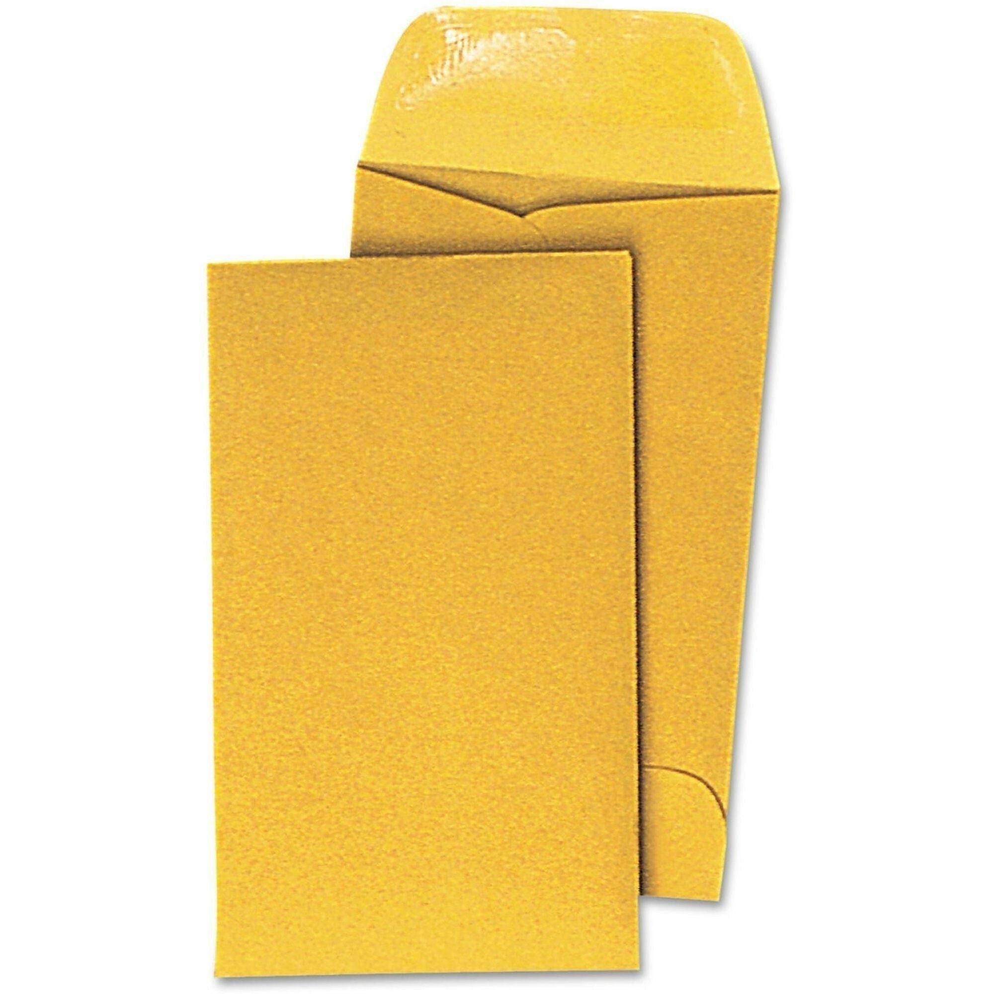 Kraft Coin Envelope, #3, Round Flap, Gummed Closure, 2.5 x 4.25, Light Brown Kraft, 500/Box
