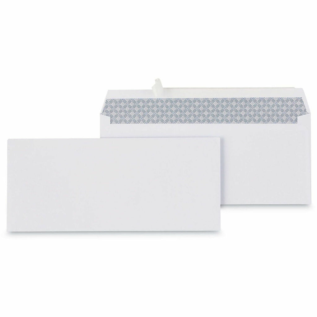 Peel Seal Strip Security Tint Business Envelope, #10, Square Flap, Self-Adhesive Closure, 4.13 x 9.5, White, 100/Box