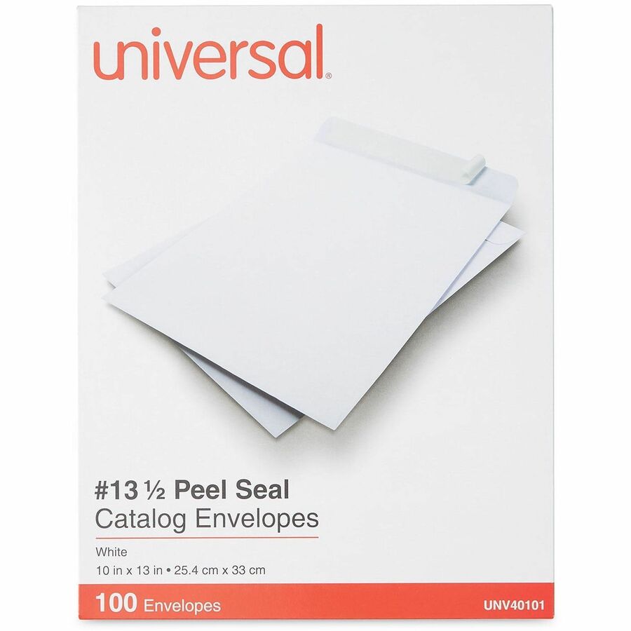 Peel Seal Strip Catalog Envelope, #13 1/2, Square Flap, Self-Adhesive Closure, 10 x 13, White, 100/Box