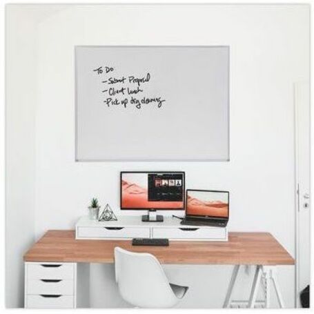 Melamine Dry Erase Board with Aluminum Frame, 48 x 36, White Surface, Anodized Aluminum Frame