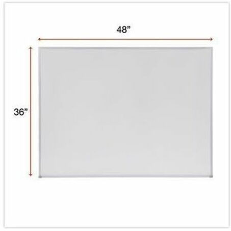 Melamine Dry Erase Board with Aluminum Frame, 48 x 36, White Surface, Anodized Aluminum Frame