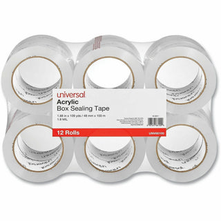 Deluxe General-Purpose Acrylic Box Sealing Tape, 3" Core, 1.88" x 109 yds, Clear, 12/Pack