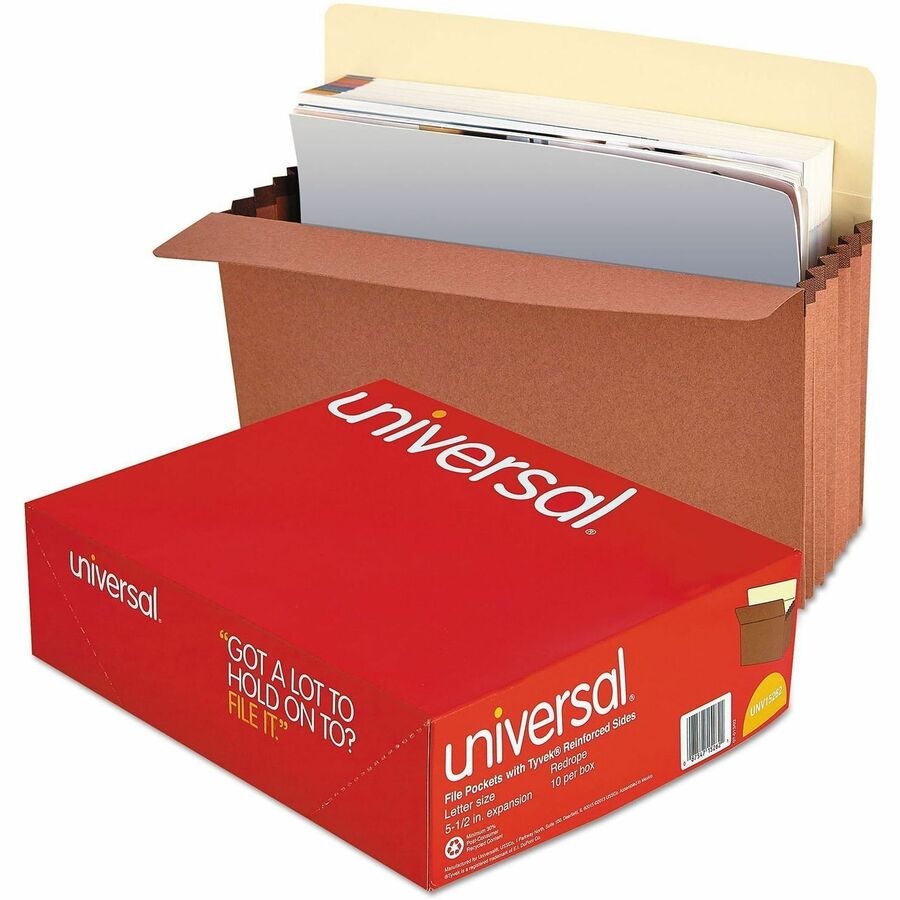 Redrope Expanding File Pockets, 5.25" Expansion, Letter Size, Redrope, 10/Box