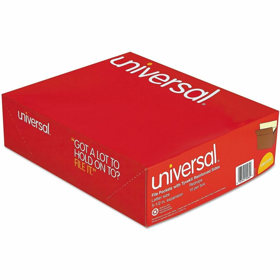 Redrope Expanding File Pockets, 5.25" Expansion, Letter Size, Redrope, 10/Box