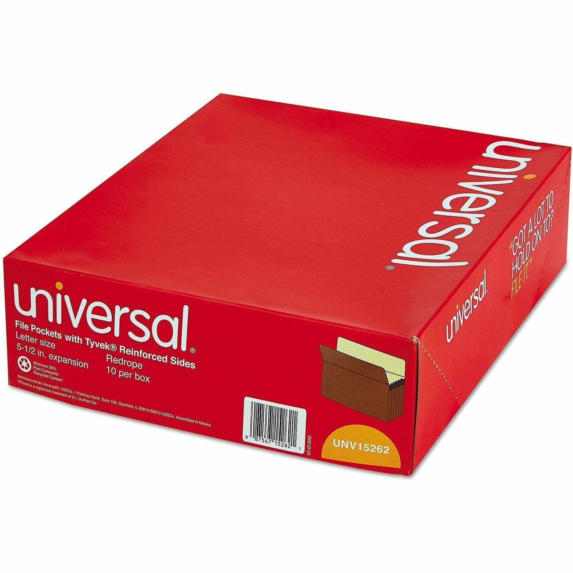 Redrope Expanding File Pockets, 5.25" Expansion, Letter Size, Redrope, 10/Box