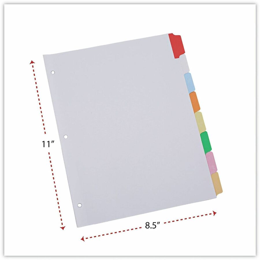 Deluxe Write-On/Erasable Tab Index, 8-Tab, 11 x 8.5, White, Assorted Tabs, 1 Set