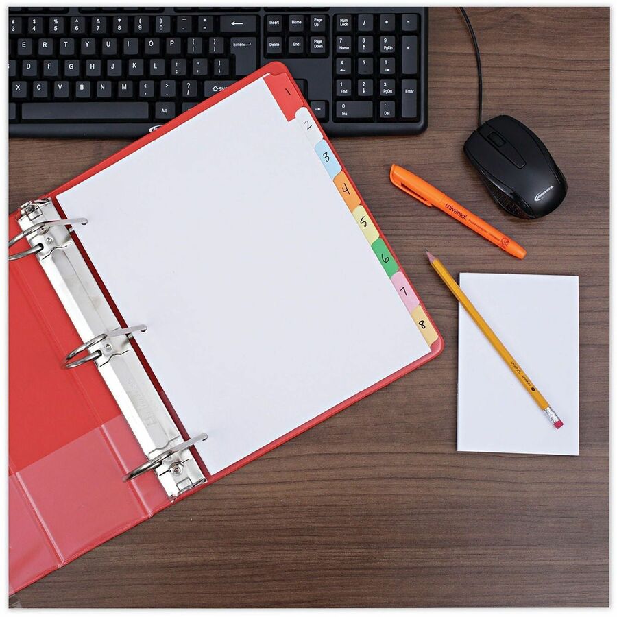 Deluxe Write-On/Erasable Tab Index, 8-Tab, 11 x 8.5, White, Assorted Tabs, 1 Set