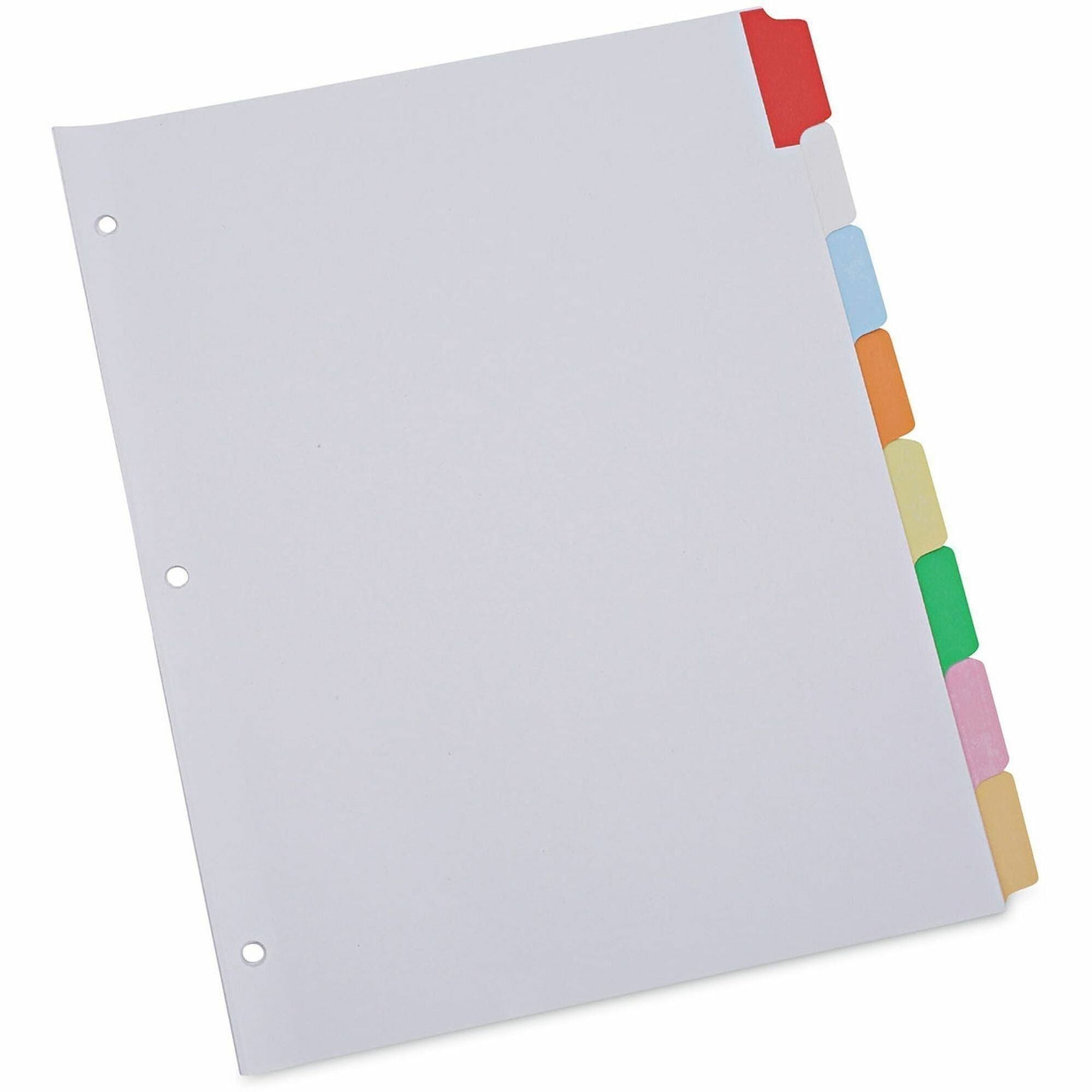 Deluxe Write-On/Erasable Tab Index, 8-Tab, 11 x 8.5, White, Assorted Tabs, 1 Set