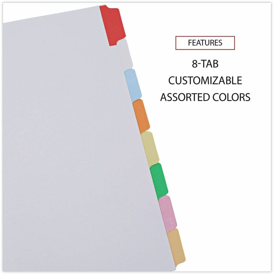 Deluxe Write-On/Erasable Tab Index, 8-Tab, 11 x 8.5, White, Assorted Tabs, 1 Set