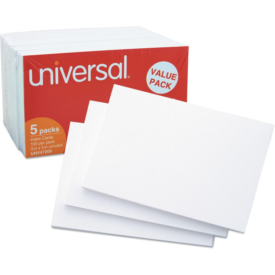 Unruled Index Cards, 3 x 5, White, 500/Pack