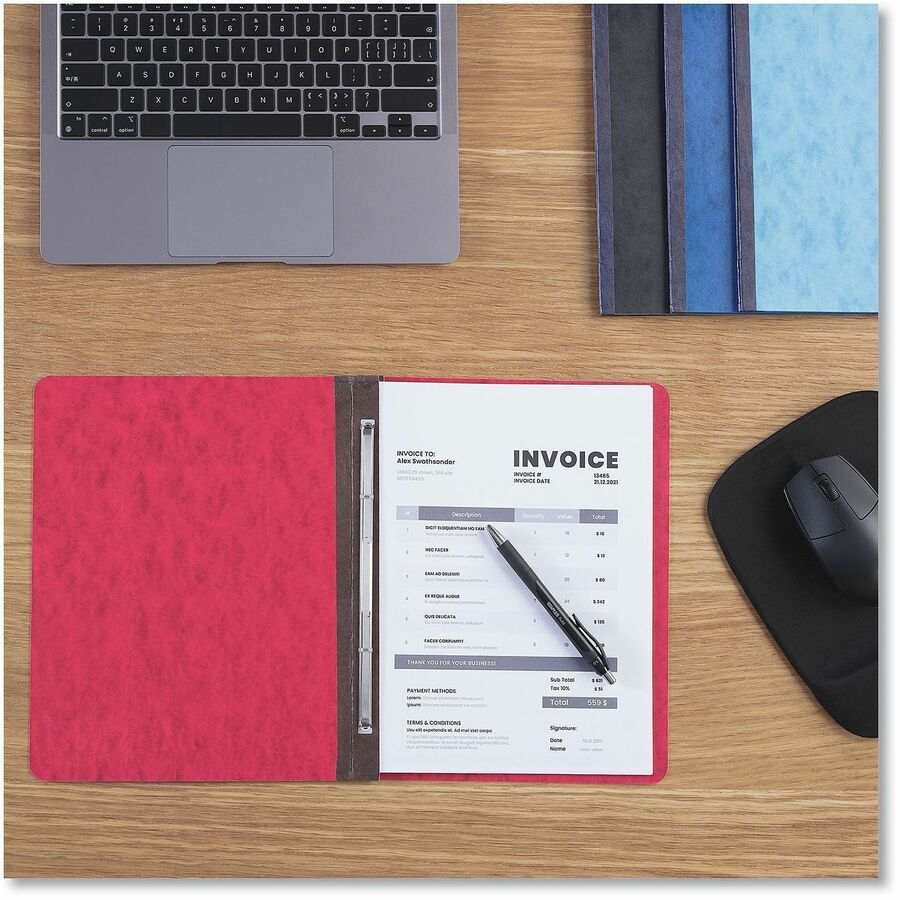 Pressboard Report Cover, Two-Piece Prong Fastener, 3" Capacity, 8.5 x 11, Executive Red/Executive Red